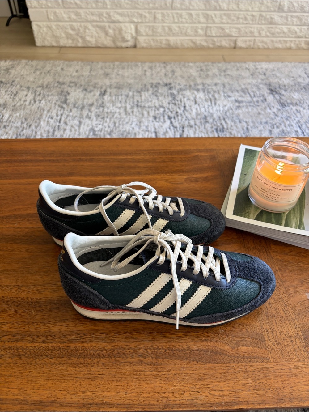 adidas Women’s SL 72  Retro Runner in Dark Green and White